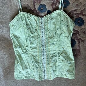 Green corset stitched top